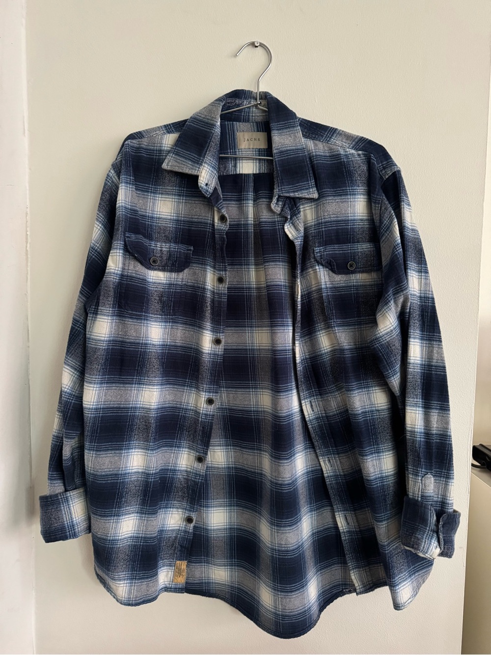 Jachs Men's Plaid Button Down in Blue & White